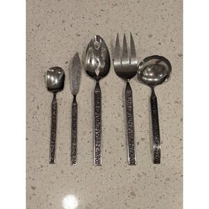 Vintage Nasco National‎ Costellano Rose Floral Stainless Steel Japan Serving Set
